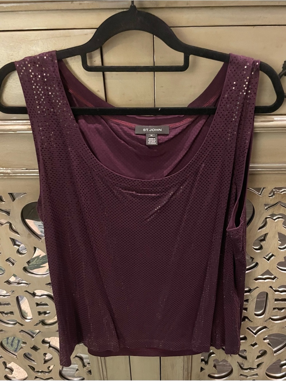 St. John Purple Sleeveless Sequin Tank